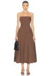 Nicholas Strapless Midi Dress In Chocolate
