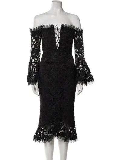 Pre-owned Nicholas Strapless Midi Length Dress In Black