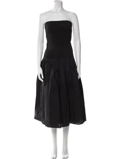 Pre-owned Nicholas Strapless Midi Length Dress In Black