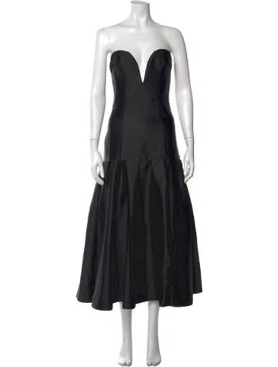 Pre-owned Nicholas Strapless Midi Length Dress In Black