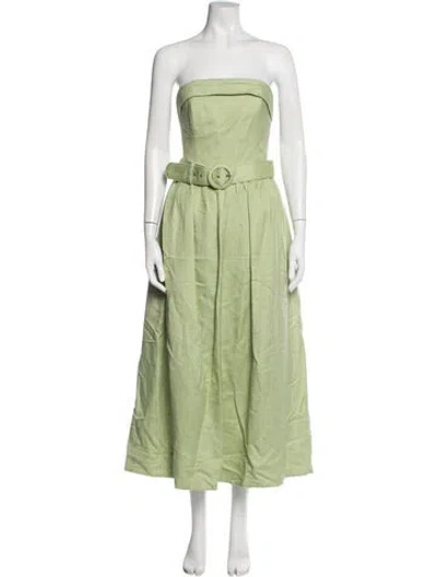 Pre-owned Nicholas Strapless Midi Length Dress In Green