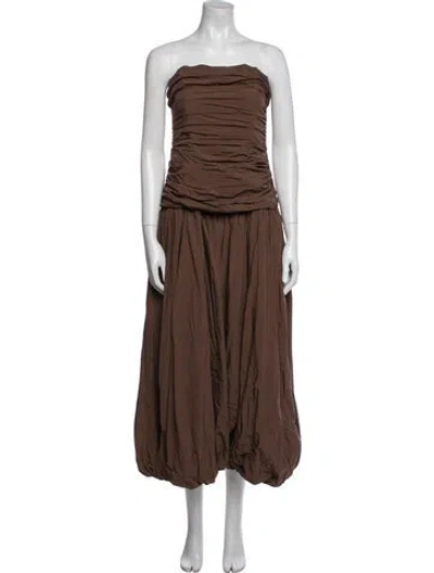 Pre-owned Nicholas Strapless Midi Length Dress In Neutral
