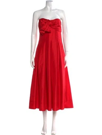 Pre-owned Nicholas Strapless Midi Length Dress In Orange