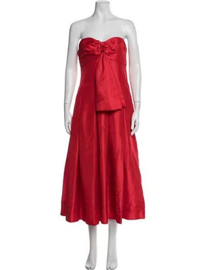 Pre-owned Nicholas Strapless Midi Length Dress In Orange