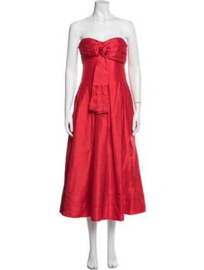 Pre-owned Nicholas Strapless Midi Length Dress In Orange