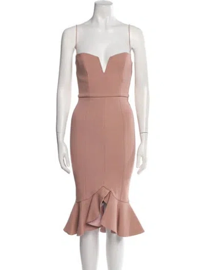 Pre-owned Nicholas Strapless Midi Length Dress In Pink