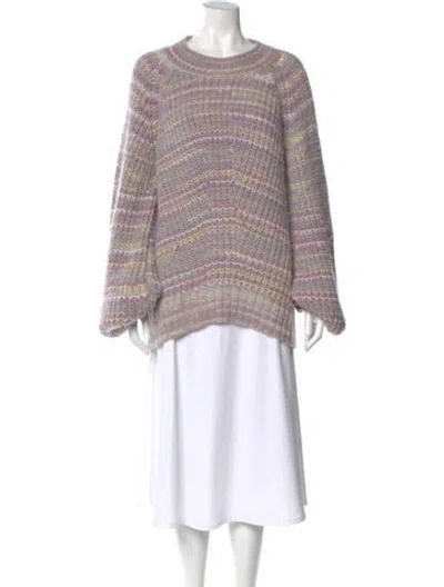 Pre-owned Nicholas Striped Crew Neck Sweater In Purple