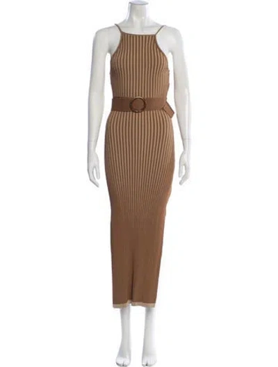 Pre-owned Nicholas Striped Long Dress In Brown
