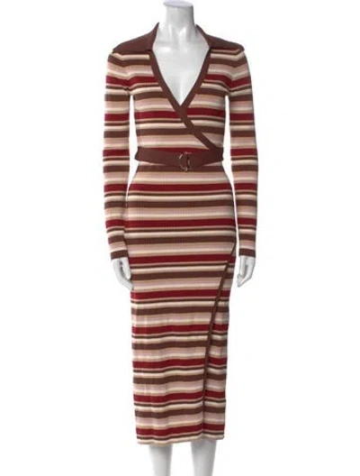 Pre-owned Nicholas Striped Long Dress In Neutral