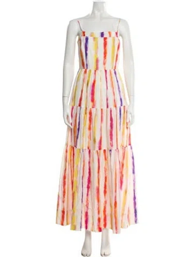 Pre-owned Nicholas Striped Long Dress In White