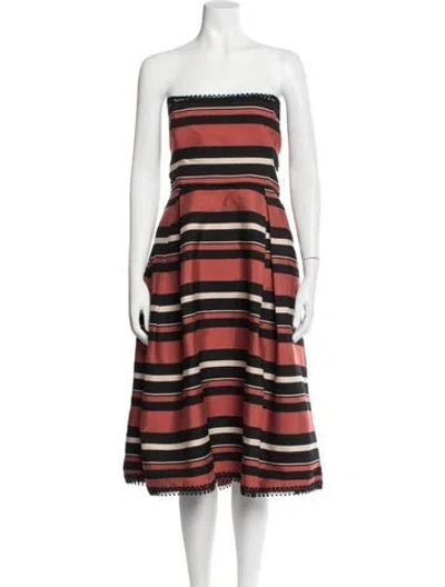Pre-owned Nicholas Striped Midi Length Dress In Black