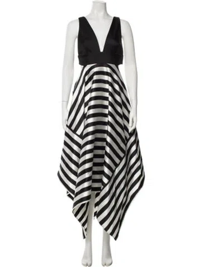 Pre-owned Nicholas Striped Midi Length Dress In Black/white