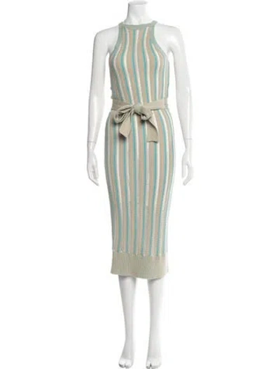 Pre-owned Nicholas Striped Midi Length Dress In Neutral