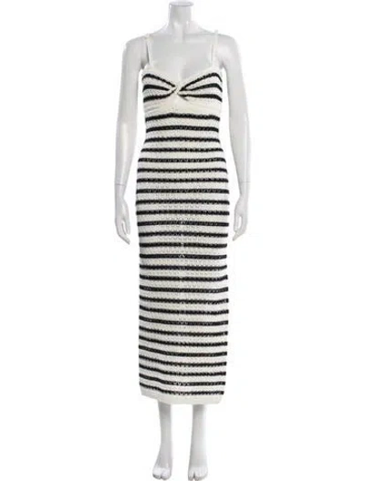 Pre-owned Nicholas Striped Midi Length Dress In White