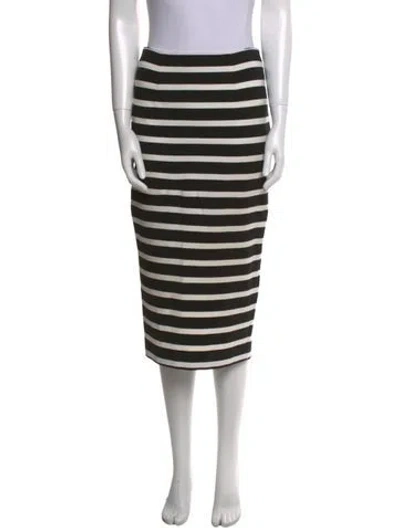 Pre-owned Nicholas Striped Midi Length Skirt In Black