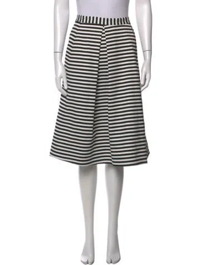 Pre-owned Nicholas Striped Midi Length Skirt In Black/white