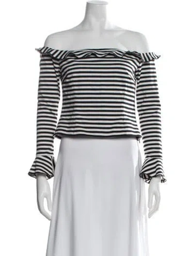 Pre-owned Nicholas Striped Off-the-shoulder Top In Multi