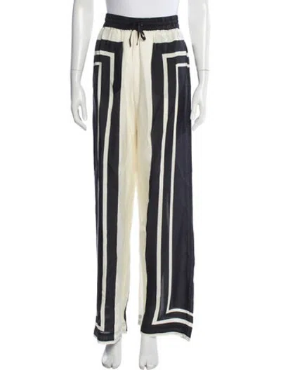 Pre-owned Nicholas Striped Wide Leg Pants In Green