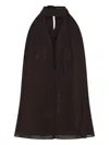 Nicholas Sumira Neck-tie Buttoned Top In Brown