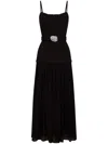 Nicholas Belted Crepe And Georgette Midi Dress In Black