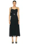 Nicholas Belted Crepe And Georgette Midi Dress In Black
