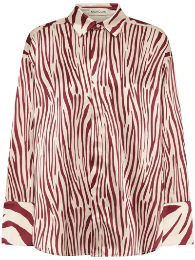 Nicholas Taja Oversized Button Down Shirt In Red