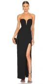 Nicholas Tena Deep V Sweetheart Strapless Gown In Black