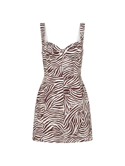Nicholas The Label Women's Alina Printed Linen-blend A-line Minidress In Brown