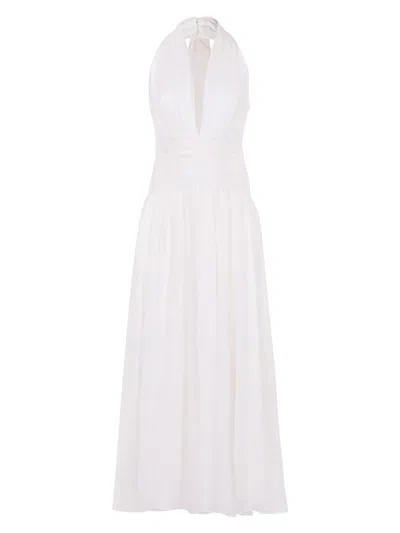 Nicholas The Label Women's Arella Polka Dot Silk Halterneck Maxi Dress In White