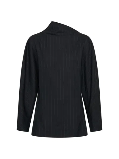 Nicholas The Label Women's Bettina Draped Pinstriped Top In Black