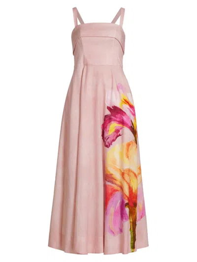Nicholas The Label Women's Carmellia Floral Linen-blend Midi-dress