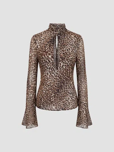 Nicholas The Label Women's Celeste Leopard Print Slash Top In Desert Leopard