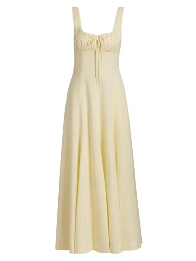 Nicholas The Label Women's Dina Linen-blend Fit & Flare Maxi Dress In Yellow