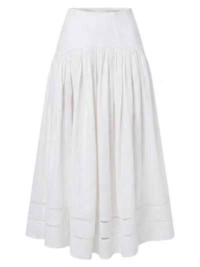 Nicholas The Label Women's Elin Linen Drop-waist Midi-skirt In White