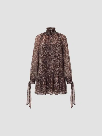 Nicholas The Label Women's Eliza Cheetah Scarf Detail Mini Swing Dress In Desert Leopard