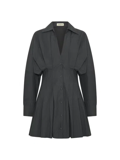 Nicholas The Label Women's Fabienne Pleated Mini-shirtdress In Gray