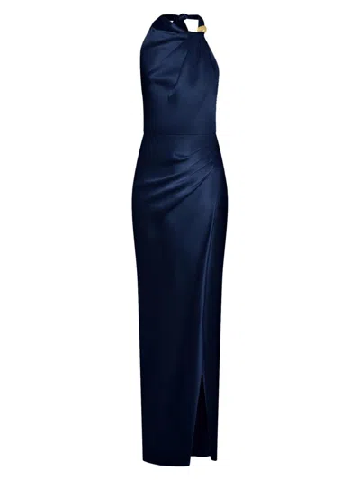 Nicholas The Label Women's Galilea Satin Draped Maxi Dress In Blue