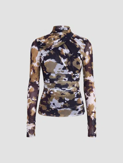 Nicholas The Label Women's Ivy Mesh Gathered Long Sleeve Top In Multi