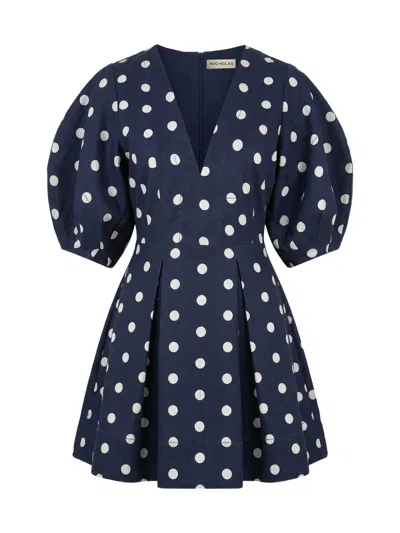 Nicholas The Label Women's Josefa Linen-blend A-line Minidress In Blue