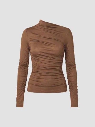 Nicholas The Label Women's Josie Asymmetric Jersey Top In Olive