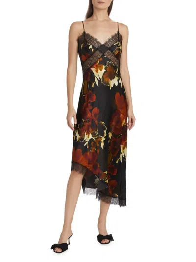 Nicholas The Label Women's Juliette Lace-trimmed Floral Midi-dress In Black