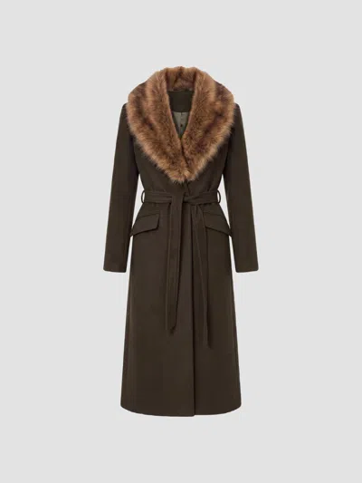 Nicholas The Label Women's Mae Faux Fur-trimmed Coat In Brown