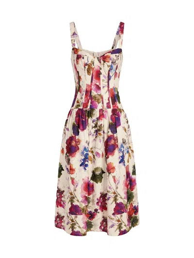 Nicholas The Label Women's Makenna Floral Linen-blend Midi-dress In Multi