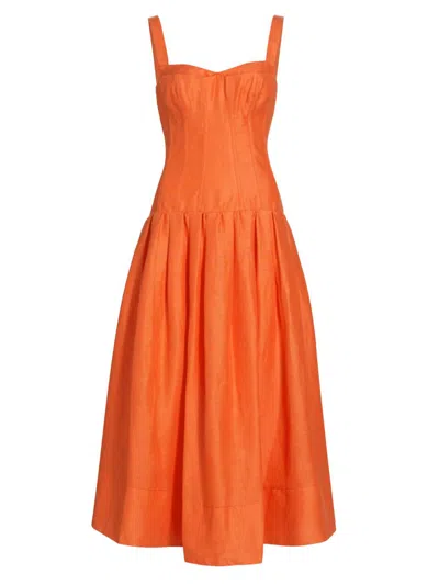 Nicholas The Label Women's Makenna Linen Corset Midi-dress In Orange