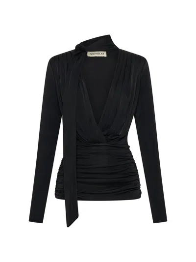 Nicholas The Label Women's Marina Scarf Draped Top In Black