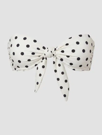 Nicholas The Label Women's Naia Polka Dot Knotted Bikini Top In Ivory Black Polka Dot