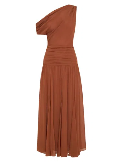 Nicholas The Label Women's Reece Shirred Midi-dress In Brown