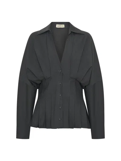 Nicholas The Label Women's Reggie Pleated Shirt In Gray