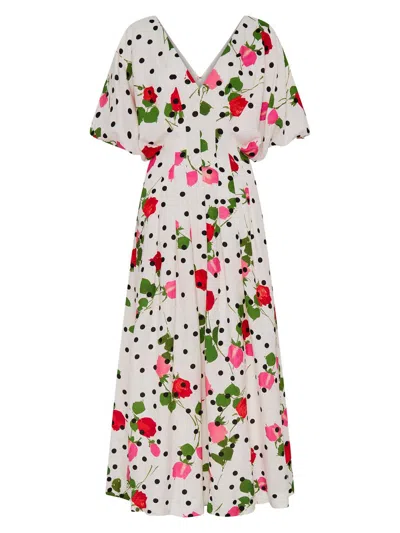Nicholas The Label Women's Vicky Polka Dot & Floral A-line Midi-dress In White