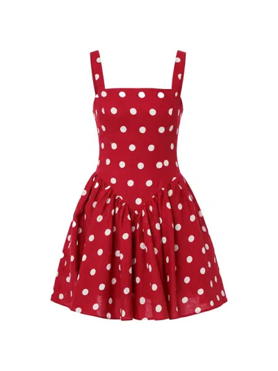 Nicholas The Label Women's Vittoria Polka Dot Linen-blend Minidress In Brown